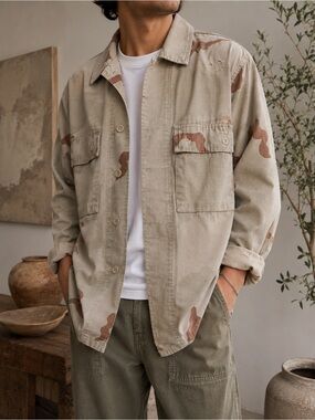 Vintage Desert Camo Military Shirt Jacket / Overshirt